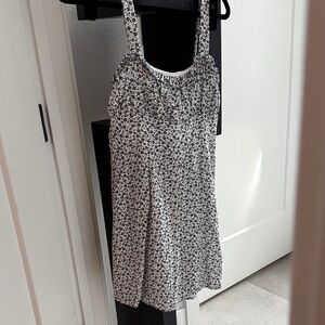 Black & White Floral Sundress with Adjustable Straps